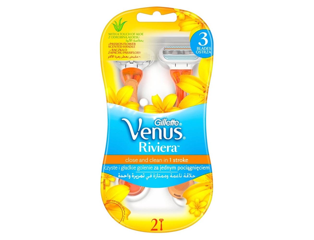 Gillette Venus Riviera Women's Disposable Razor with Scented Handles, 2 pcs