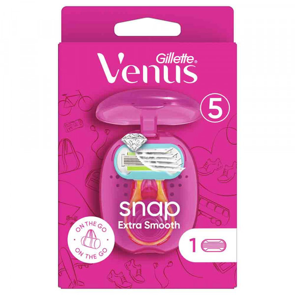 Gillette Venus Extra Smooth Snap Women's Razor, Handle + 1 Blade Refill + Travel Case